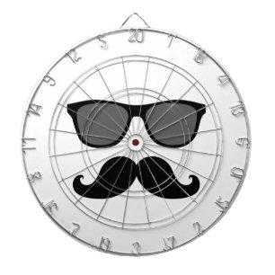 Funny Mustache and Black Sunglasses Dartboard With Darts
