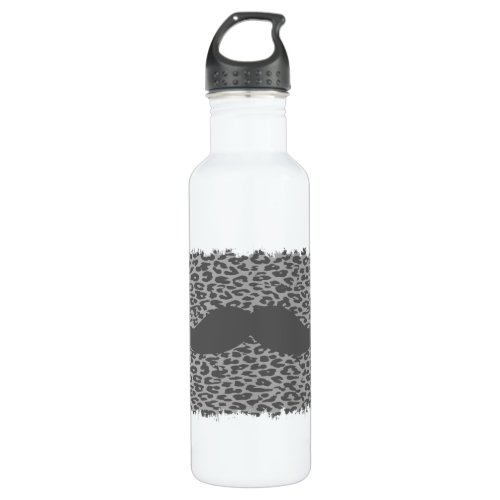 Funny Mustache and Leopard Print 2 Water Bottle