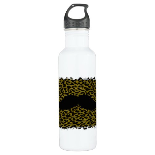 Funny Mustache and Leopard Print 3 Stainless Steel Water Bottle
