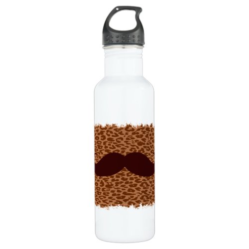 Funny Mustache and Leopard Print 8 Stainless Steel Water Bottle