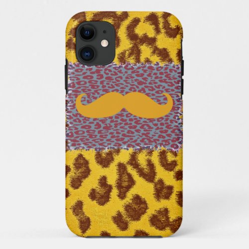 Funny Mustache and Leopard Print iPhone 11 Case