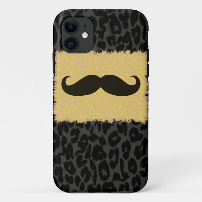 Funny Mustache and Leopard Print Case-Mate iPhone Case (Back)