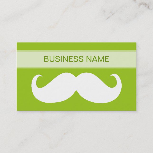 Funny Mustache and Plain Lime Business Card (Front)