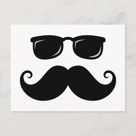 Funny Mustache And Sunglasses Face Postcard
