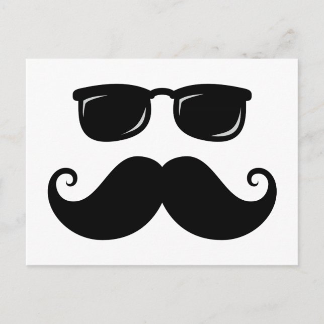 Funny mustache and sunglasses face postcard (Front)