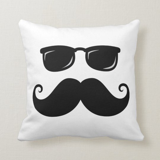 Funny Mustache And Sunglasses Face Throw Pillow Zazzle Com