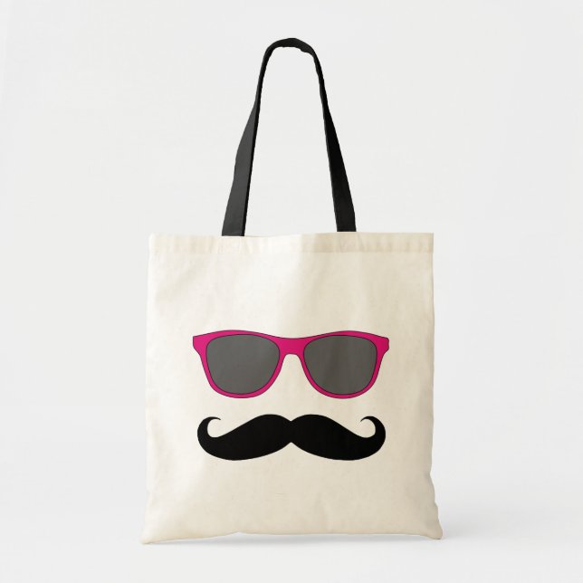 Funny Mustache and Sunglasses Humour Tote Bag (Front)