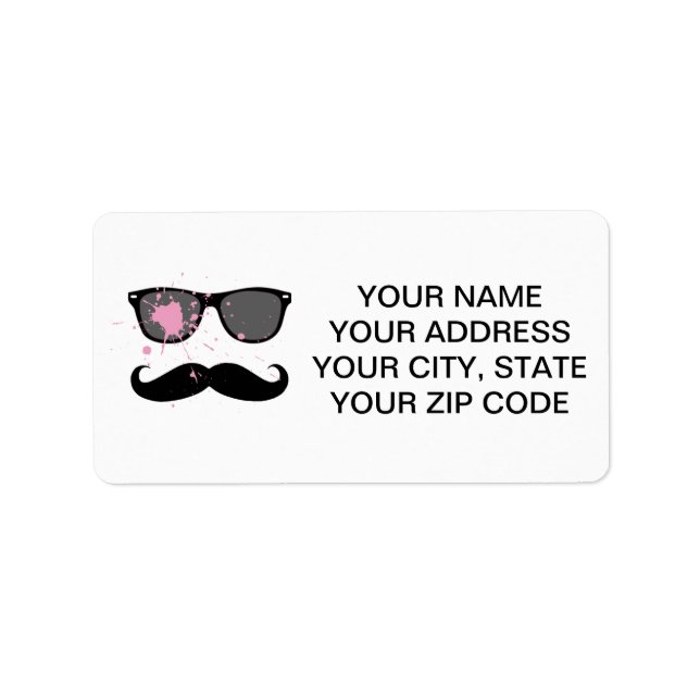 Funny Mustache and Sunglasses Label (Front)