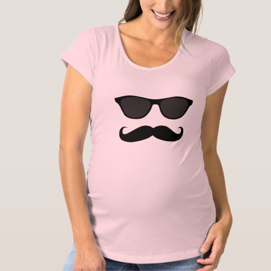Funny Mustache and Sunglasses Maternity T-Shirt