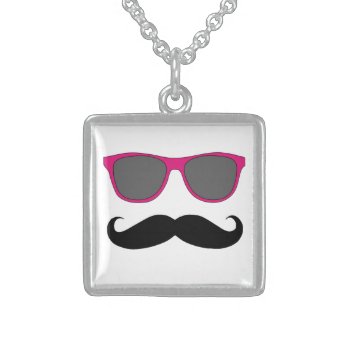 Funny Mustache And Sunglasses Necklace by MovieFun at Zazzle