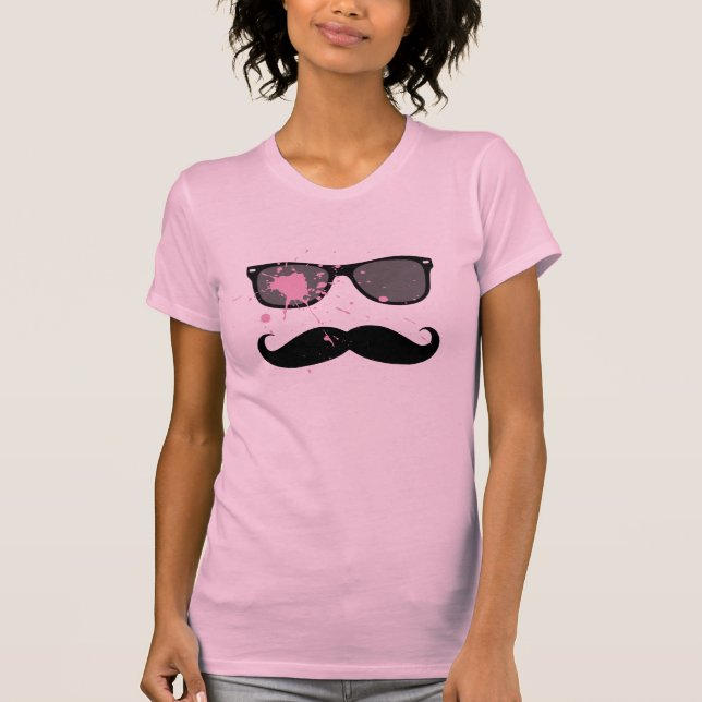 Funny Mustache and Sunglasses T-Shirt (Front)