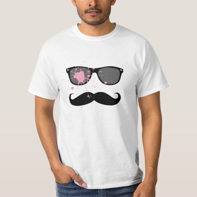 Funny Mustache and Sunglasses T-Shirt (Front)