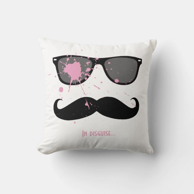 Funny Mustache and Sunglasses Throw Pillow (Front)