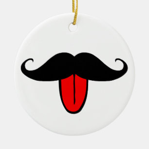 Funny mustache ceramic ornament