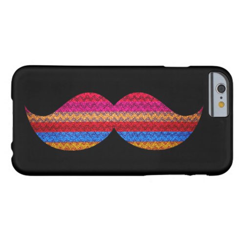 Funny Mustache Chevron Plain Black Background Barely There iPhone 6 Case