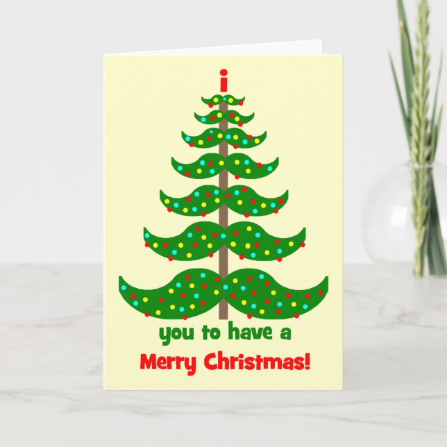 funny mustache Christmas Holiday Card (Front)