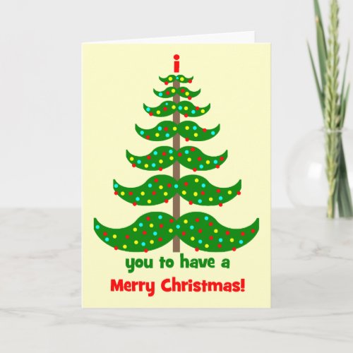 funny mustache Christmas Holiday Card