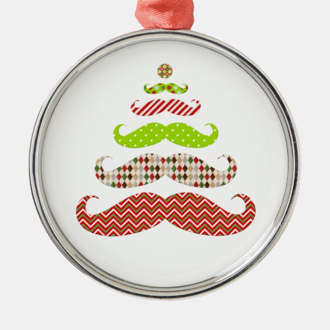 Funny Mustache Christmas tree holiday ornament (Front)