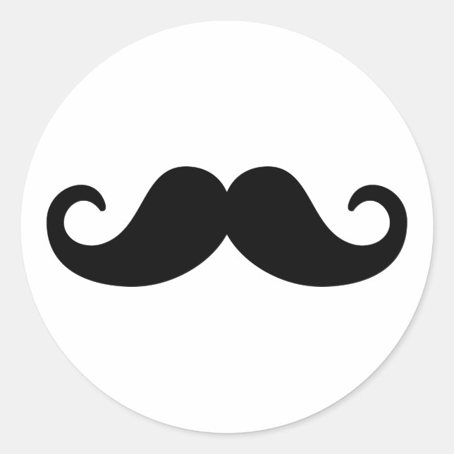 Funny Mustache Classic Round Sticker (Front)