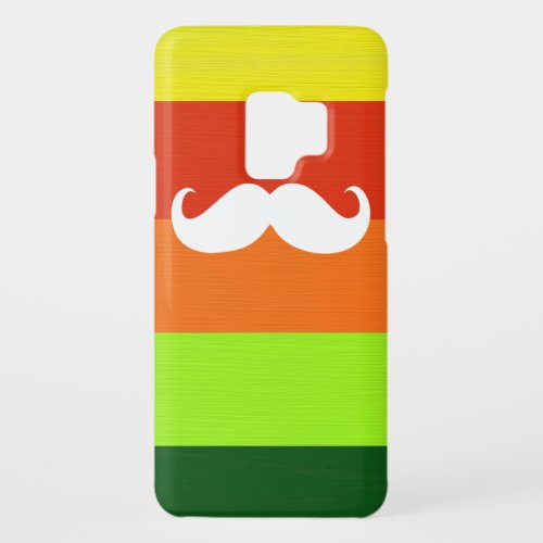 Funny Mustache Colorful Stripes Background Case_Mate Samsung Galaxy S9 Case