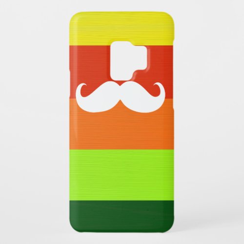 Funny Mustache Colorful Stripes Background Case_Mate Samsung Galaxy S9 Case