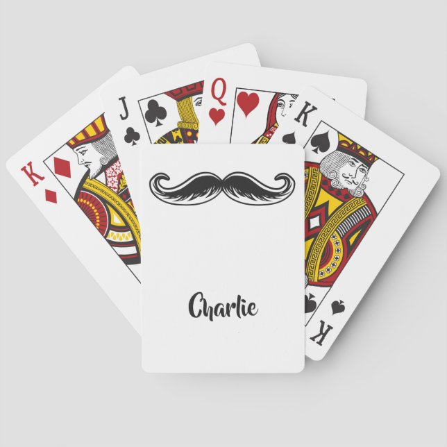 Funny Mustache custom name playing cards (Back)