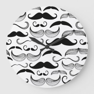 Funny Mustache Design Large Clock
