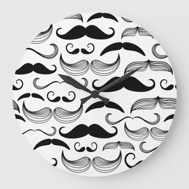Funny Mustache Design Large Clock (Front)
