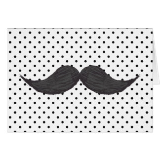 Funny Mustache Drawing And Black Polka Dots Cards