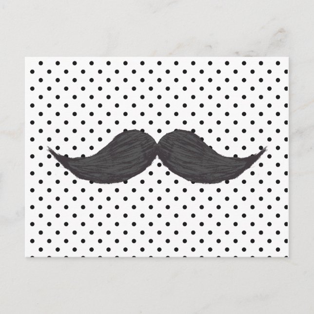 Funny Mustache Drawing And Black Polka Dots Postcard (Front)