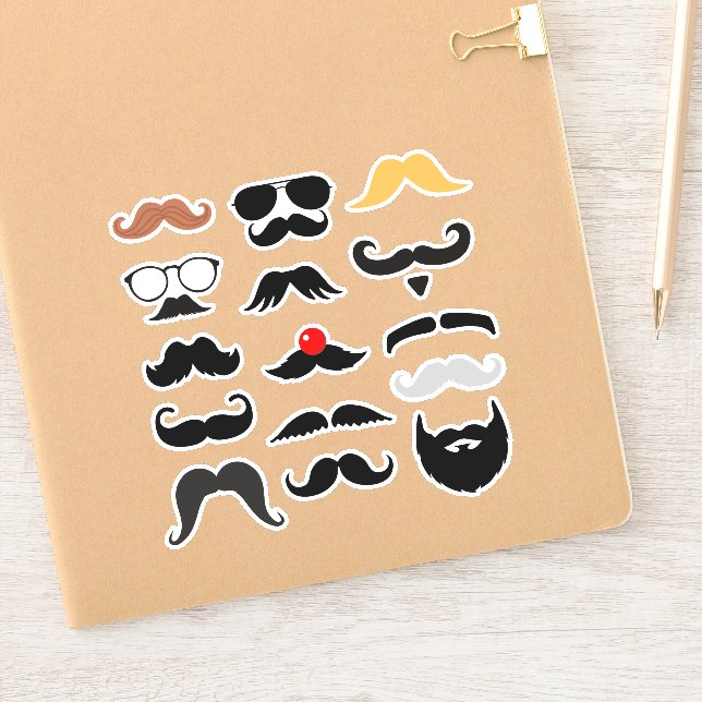 Funny Mustache Expressive Moustache Sticker Set (Notebook)