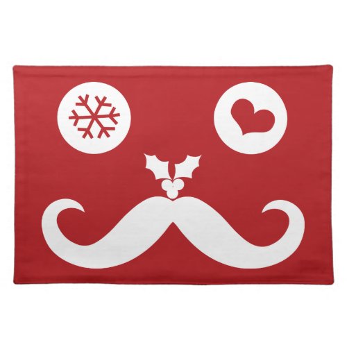 Funny Mustache Face Snowflake Christmas Holiday Placemat
