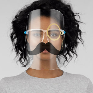 Funny Mustache & Faux Gold Monocle Face Shield