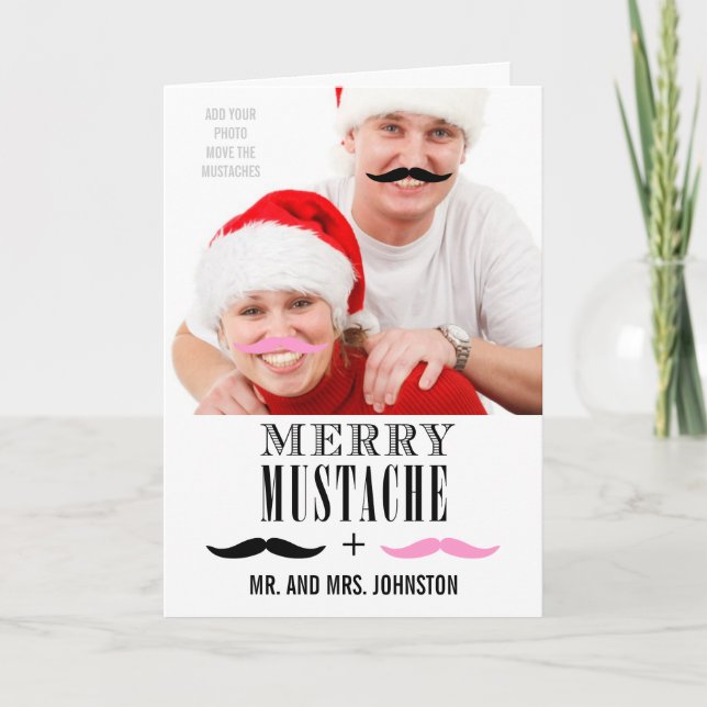 Funny Mustache First Christmas Photo Card (Front)