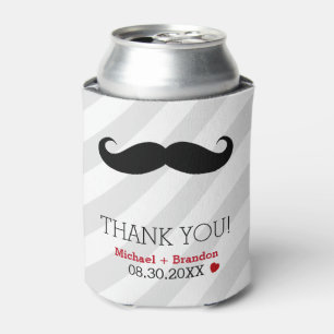 Funny Mustache Gay Wedding Favor Can Cooler