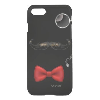 Funny Mustache Glasses Bow Tie Iphone Se/8/7 Case by zlatkocro at Zazzle