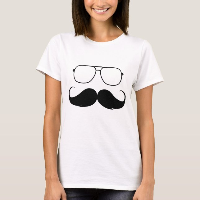 funny mustache glasses in black T-Shirt (Front)