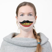 Funny Mustache Gold Teeth Adult Cloth Face Mask (Worn)