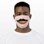 Funny Mustache Gold Teeth Adult Cloth Face Mask (Worn)