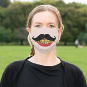 Funny Mustache Gold Teeth Adult Cloth Face Mask (Outside)