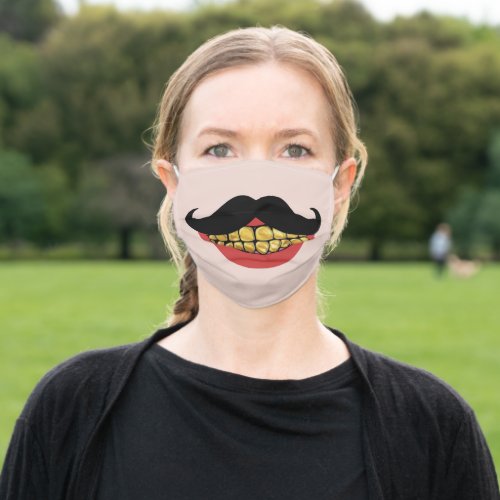Funny Mustache Gold Teeth Adult Cloth Face Mask