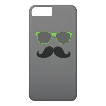 Funny Mustache Green Sunglasses Iphone 8 Plus/7 Plus Case by MovieFun at Zazzle