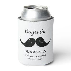 Funny Mustache Groomsmen Wedding Can Cooler