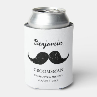 Funny Mustache Groomsmen Wedding Can Cooler