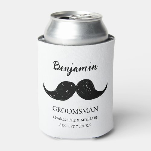 Funny Mustache Groomsmen Wedding Can Cooler