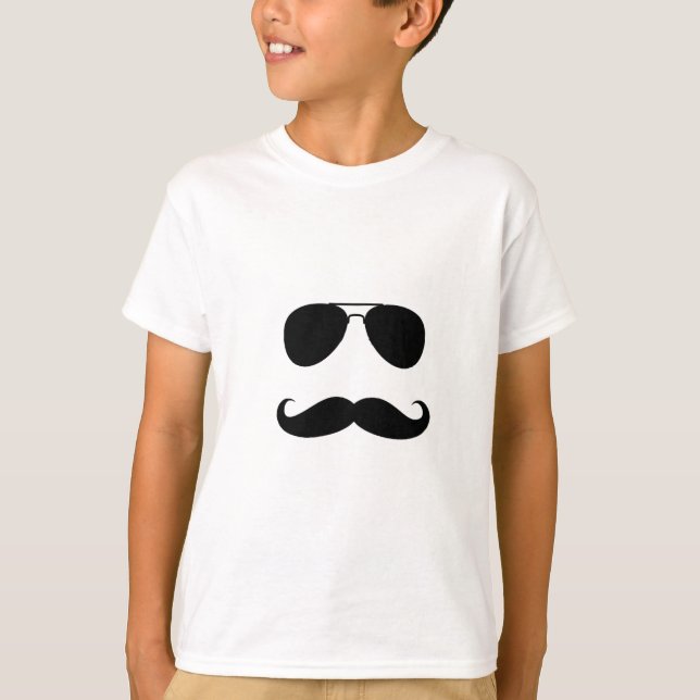 Funny Mustache Guy Print T-Shirt (Front)