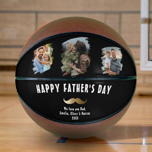Funny Mustache Happy Father's Day 3 Photo Basketball