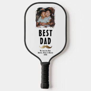 Funny Mustache Happy Father's Day Photo Pickleball Paddle