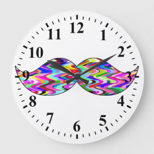 Funny Mustache Large Clock