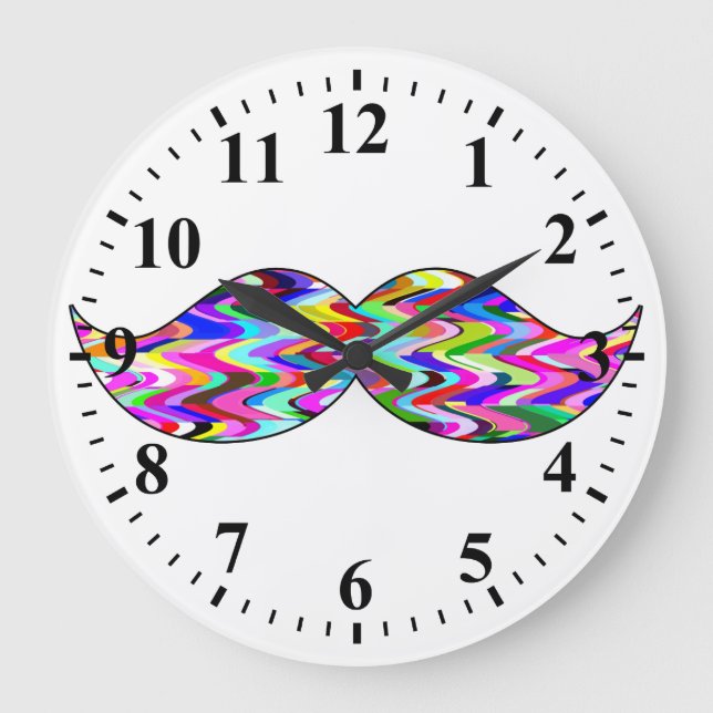Funny Mustache Large Clock (Front)